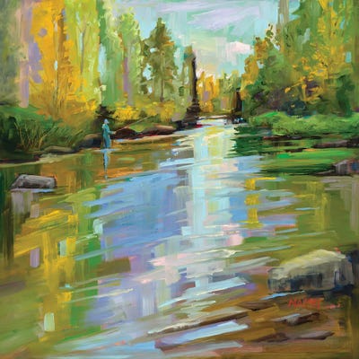 Flyfishing On The River by Marie Massey multi panel art