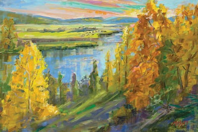 Sunset Pastures by Marie Massey multi panel art