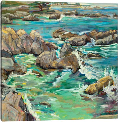 Rising Tide, Plein Air Canvas Art Print - Rocky Beach Art
