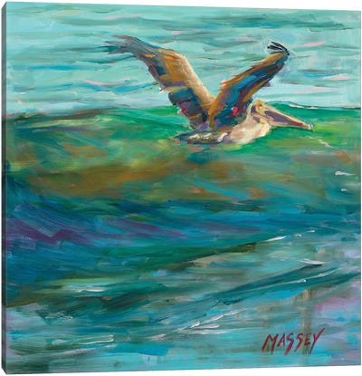 Catching The Wave Canvas Art Print - Pelican Art