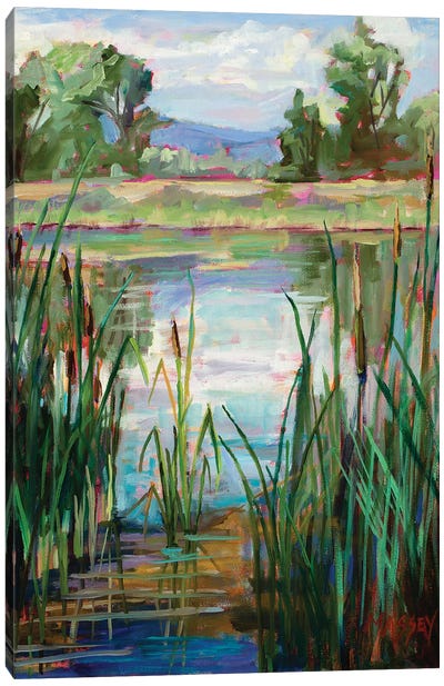 Cattail Pond Canvas Art Print - Pond Art