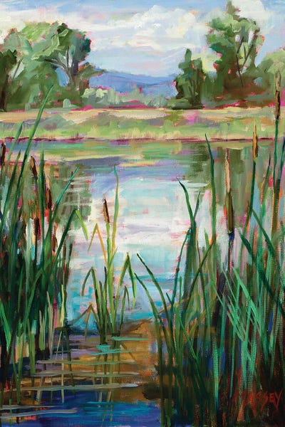 Tranquil Gardens: Cattail Pond by Marie Massey