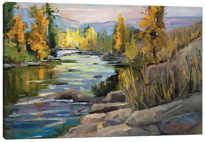 Autumn On The River Canvas Art Print - Rock Art