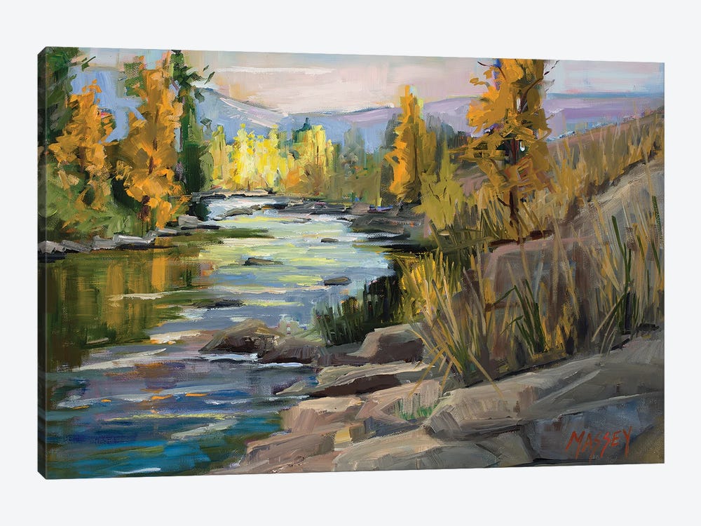 Autumn On The River by Marie Massey 1-piece Canvas Wall Art