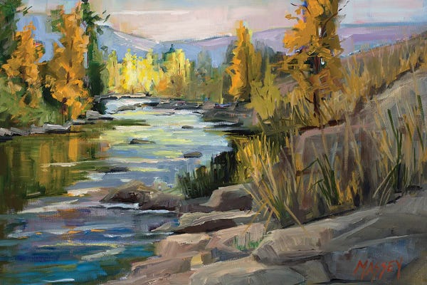 Rocks: Autumn On The River by Marie Massey