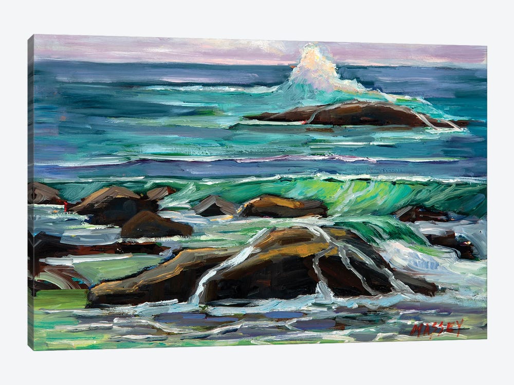 Pebble Beach Waves by Marie Massey 1-piece Canvas Art Print