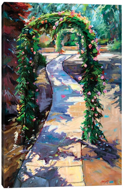 Rose Garden Pathway Canvas Art Print - Marie Massey
