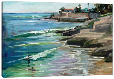 Pleasure Point Surf, Plein Air Canvas Art Print - Marie Massey