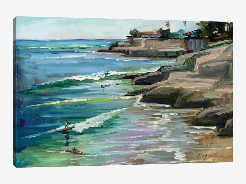 Pleasure Point Surf, Plein Air by Marie Massey 1-piece Canvas Art