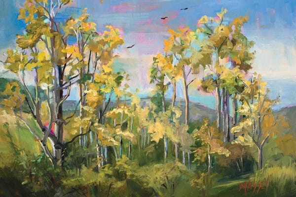 Plein Air Paintings: Aspen Calling, Plein Air by Marie Massey