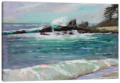 Summer Surf, Plein Air Canvas Art Print - Marie Massey