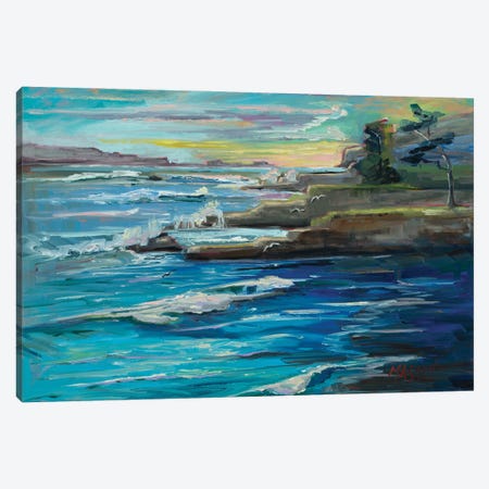 Sunset At Pebble Beach, Plein Air Canvas Print #RIM79} by Marie Massey Art Print