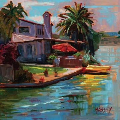 The Red Umbrella by Marie Massey metal wall art