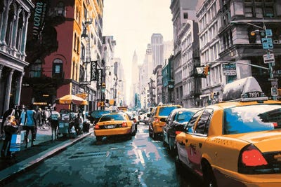 New York City Cabs by Marco Barberio framed wall art