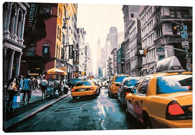 New York City Cabs Canvas Art Print - Marco Barberio