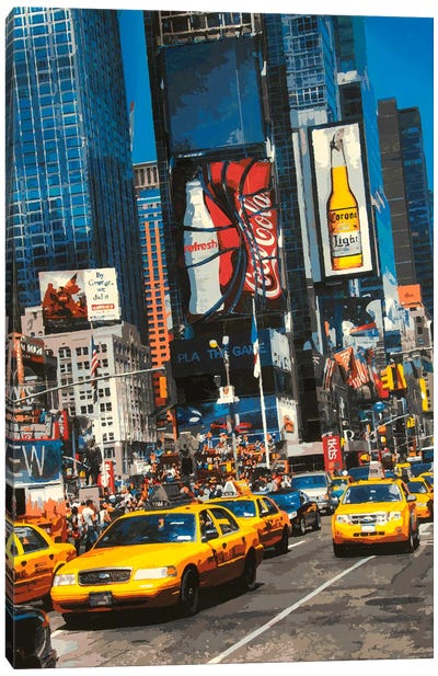 Yellow Times Square Canvas Art Print - Marco Barberio