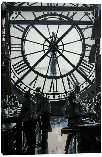 Paris Time Canvas Art Print - Black & White Cityscapes