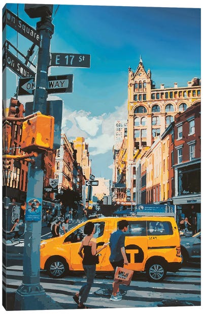 NYC Street Scene Canvas Art Print - Marco Barberio