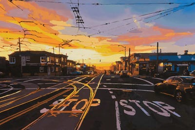 Sunset Street by Marco Barberio framed wall art