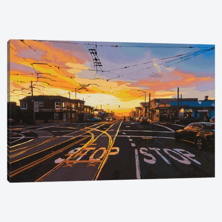 Sunset Street Canvas Print #RIO126} by Marco Barberio Canvas Artwork