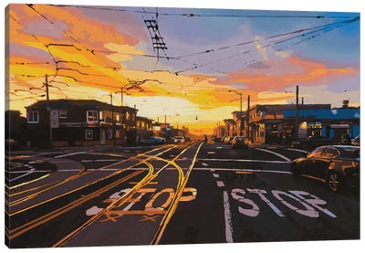 Sunset Street Canvas Art Print - Marco Barberio