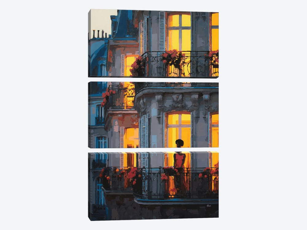 Kiss From A Rose In Paris by Marco Barberio 3-piece Canvas Art Print