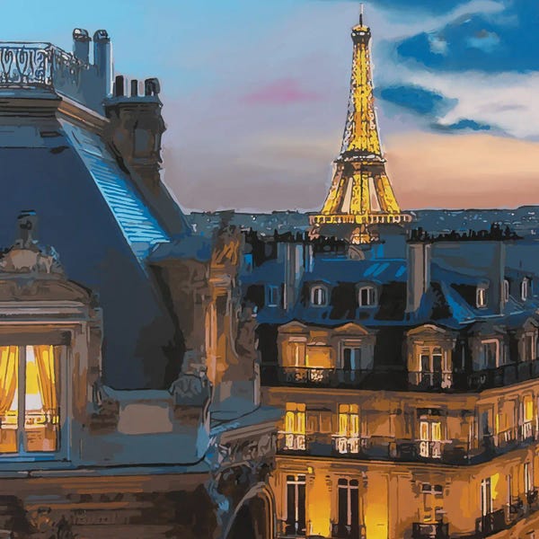 Illuminated Oil Paintings: Parisian Night Glow by Marco Barberio