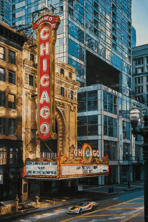 Chicago Theater At Dusk by Marco Barberio wall art