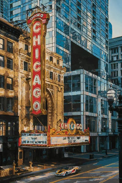 Marco Barberio: Chicago Theater At Dusk by Marco Barberio