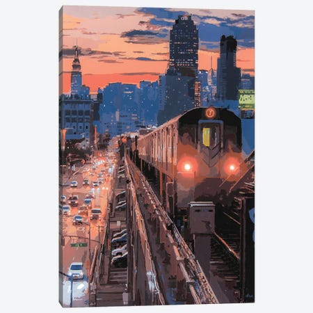 Nyc Sunset Canvas Print #RIO17} by Marco Barberio Canvas Artwork