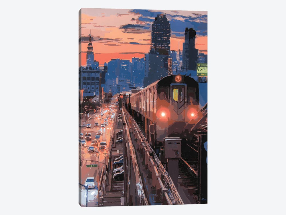 Nyc Sunset by Marco Barberio 1-piece Canvas Art