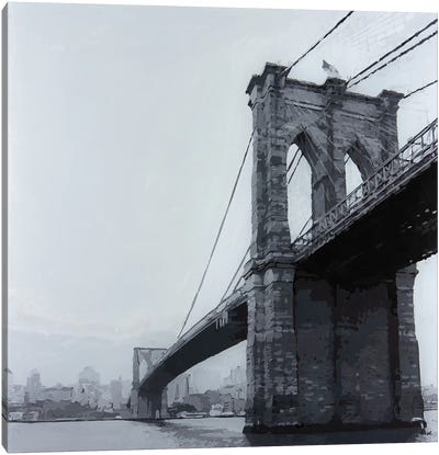 Brooklyn Bridge Canvas Art Print - Black & White Cityscapes