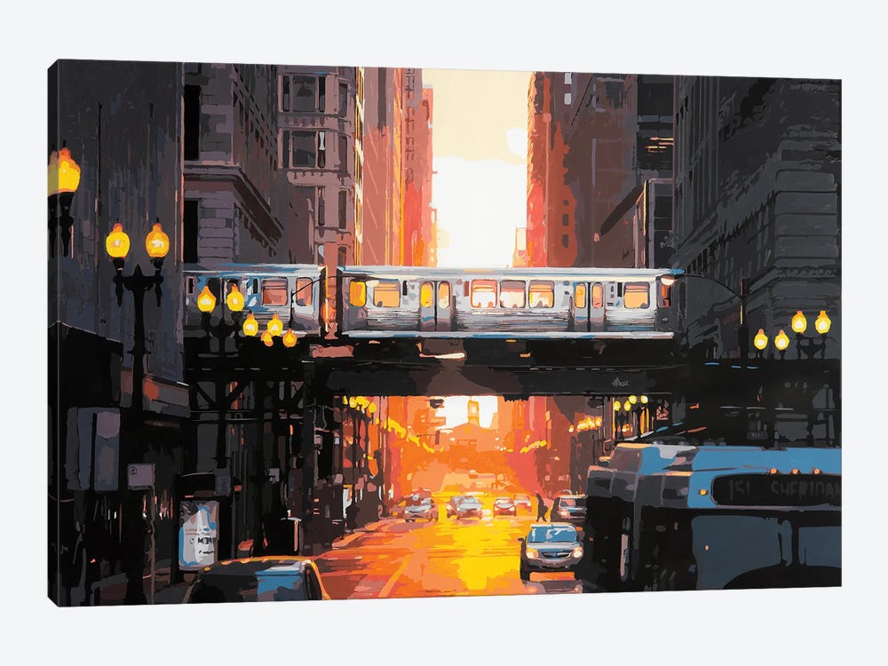 Chicago Train by Marco Barberio 1-piece Canvas Art Print