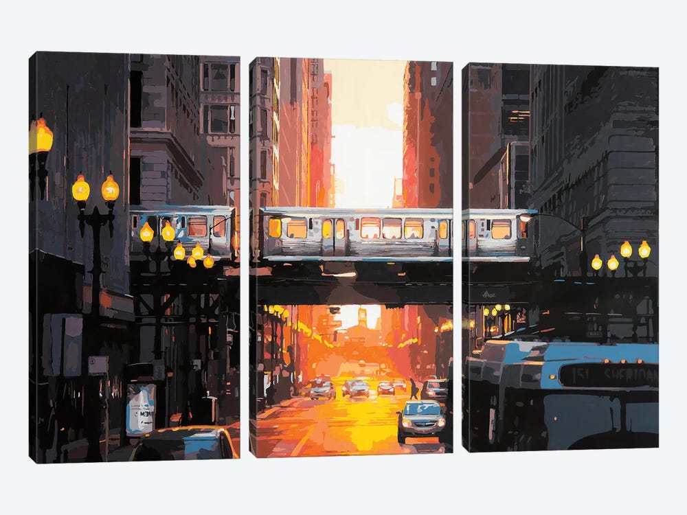 Chicago Train by Marco Barberio 3-piece Art Print
