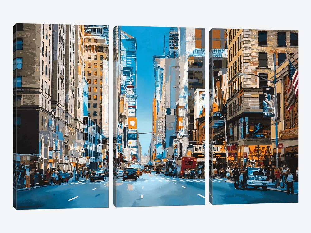 Broadway And 51st by Marco Barberio 3-piece Canvas Art Print
