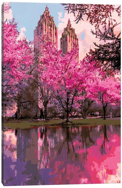 Blossoming Metropolis Canvas Art Print - I Can't Believe it's Not Digital