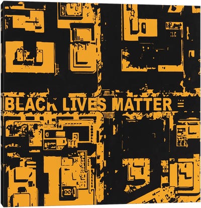 Black Lives Matter Canvas Art Print - Black, White & Yellow Art