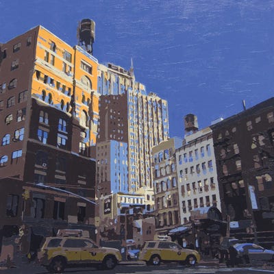 Downtown Water Towers by Marco Barberio framed wall art