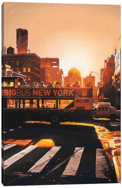 Big Bus NYC Canvas Art Print - Moody Atmospheres
