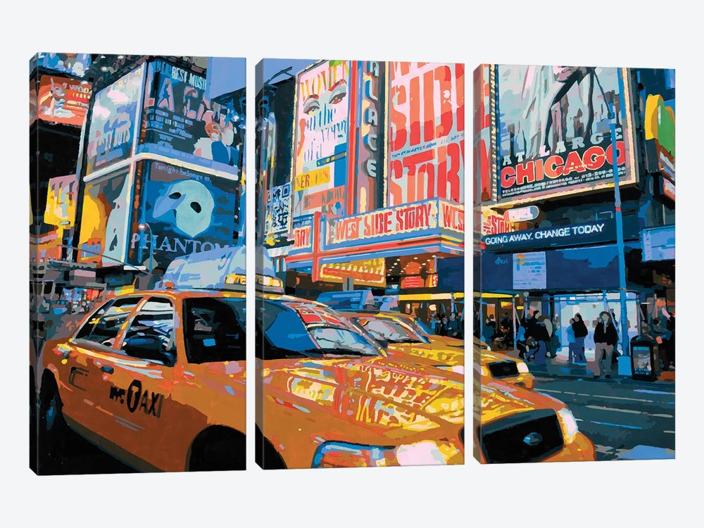 Broadway Shines by Marco Barberio 3-piece Canvas Art Print