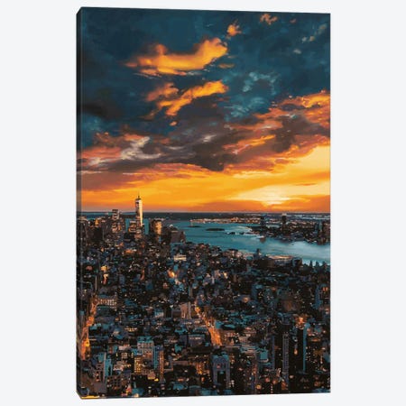 New York Sunset Canvas Print #RIO92} by Marco Barberio Canvas Art Print