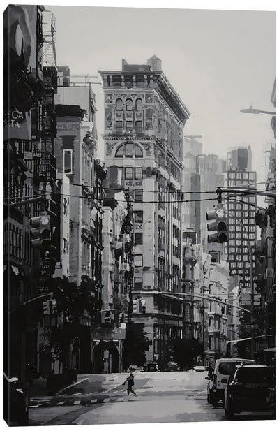 New York Soho Canvas Art Print - Black & White Cityscapes