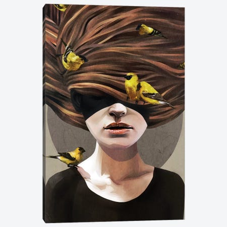 Girl With Finches Canvas Print #RIR14} by Ruben Ireland Canvas Print