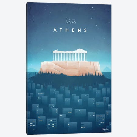 Visit Athens Canvas Print #RIV20} by Henry Rivers Canvas Print