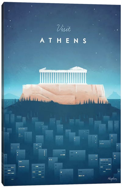 Visit Athens Canvas Art Print - Henry Rivers
