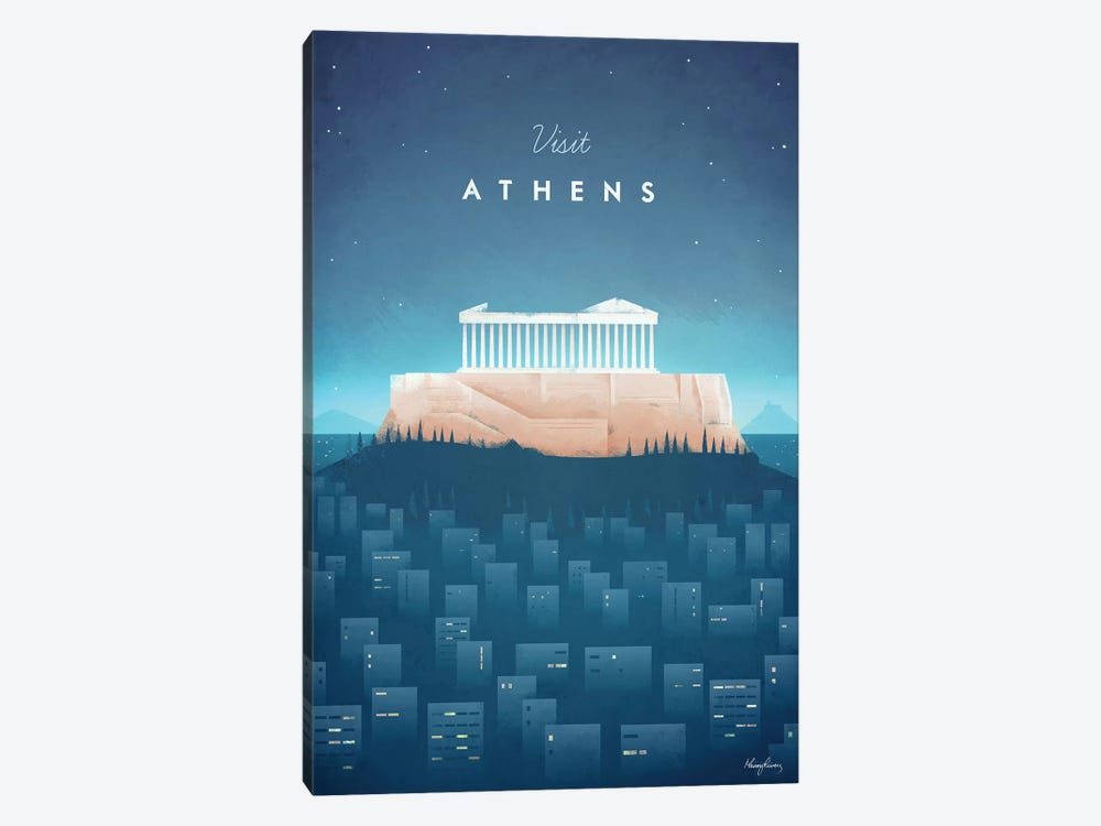 Visit Athens by Henry Rivers 1-piece Canvas Art Print