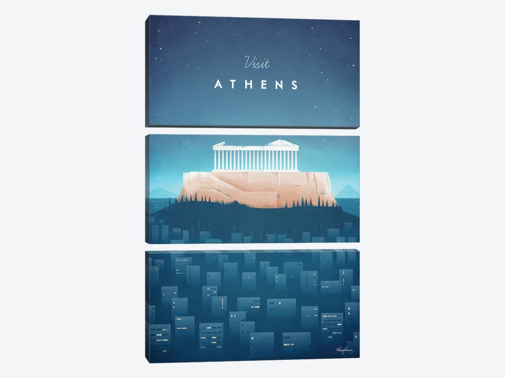 Visit Athens by Henry Rivers 3-piece Canvas Print