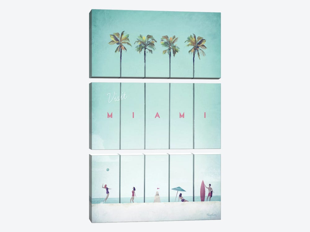 Visit Miami by Henry Rivers 3-piece Canvas Wall Art