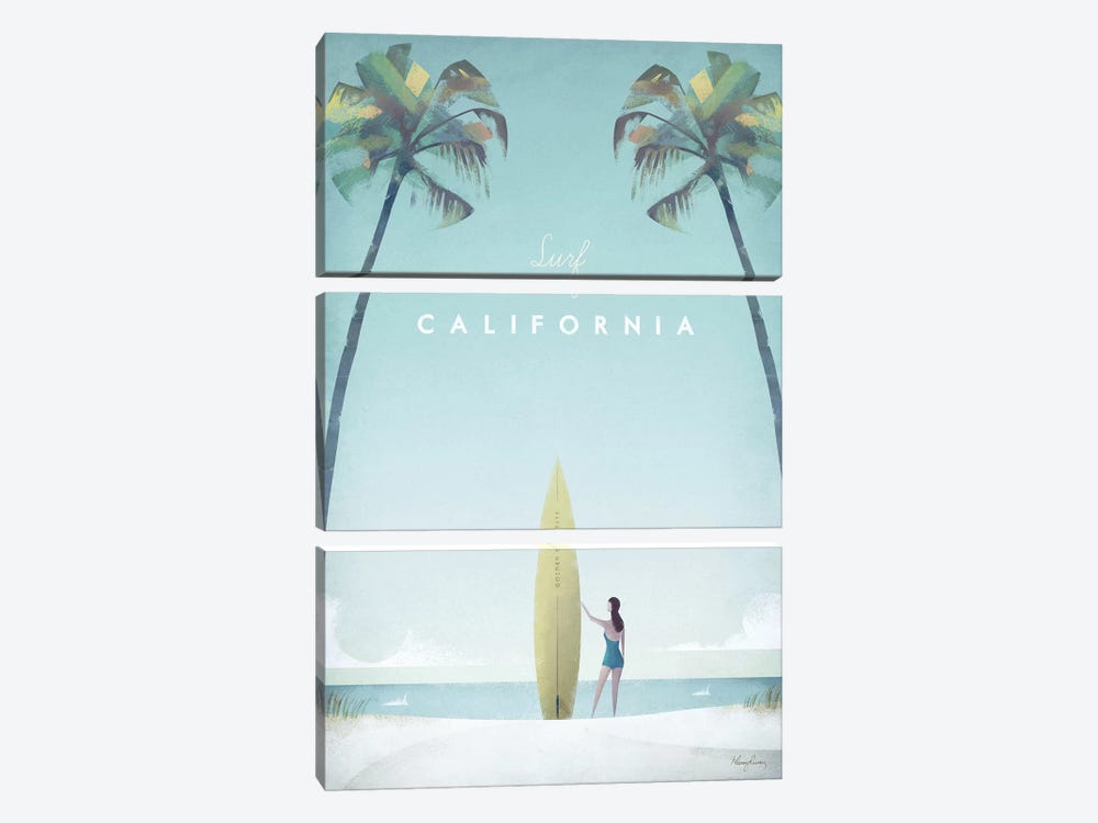 Surf California by Henry Rivers 3-piece Art Print