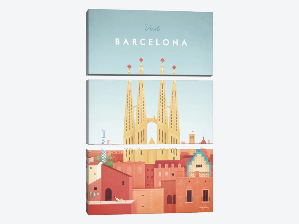 Barcelona by Henry Rivers 3-piece Canvas Print